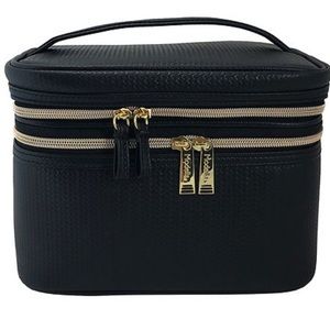 Basket-weave design 5-piece train case Makeup bag